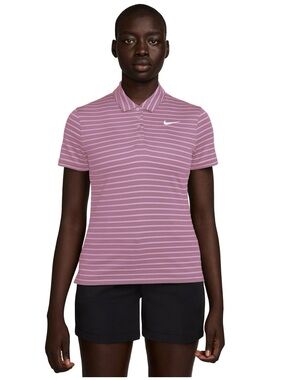 Nike Women's Pink Dri-Fit Short Sleeve Striped Golf Polo